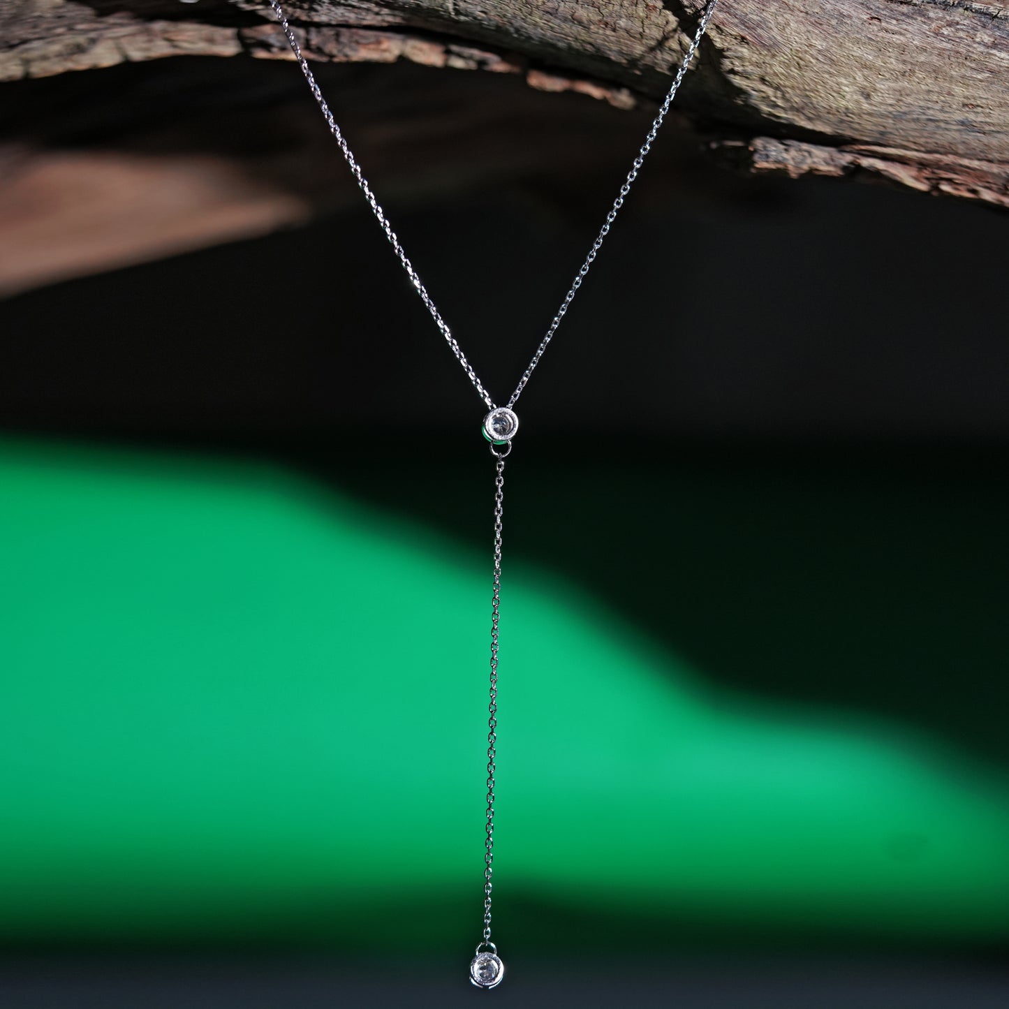 Luna Drop 925 Silver Long Pendant Necklace