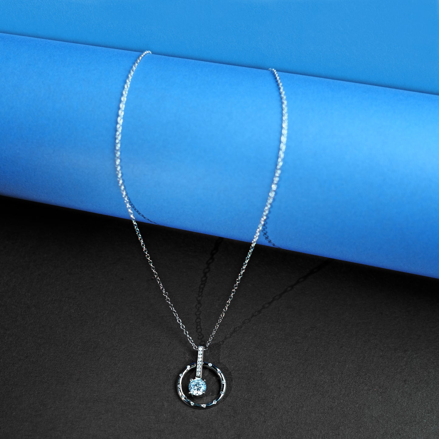 Sparkle Halo 925 Silver Solitaire Necklace