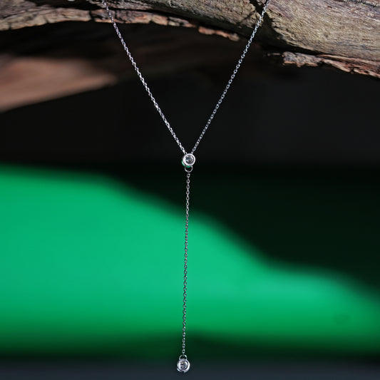 Luna Drop 925 Silver Long Pendant Necklace