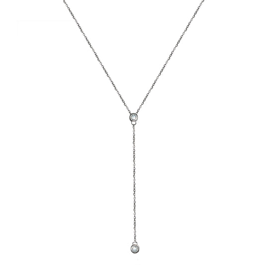 Luna Drop 925 Silver Long Pendant Necklace