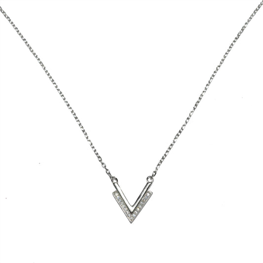 Vogue V-Shape 925 Silver Pendant Necklace