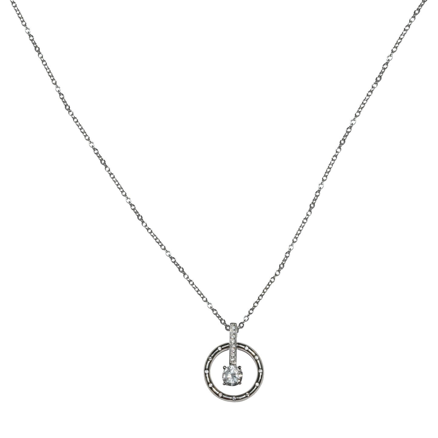 Sparkle Halo 925 Silver Solitaire Necklace