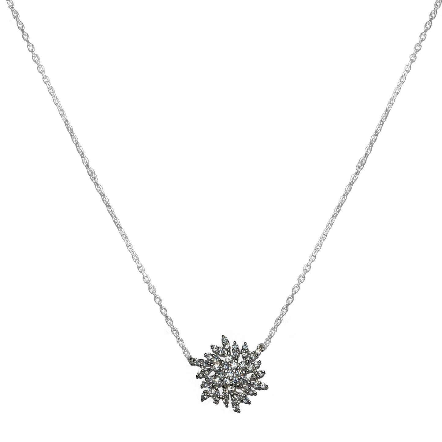 Elegant 925 Silver Snowflake Pendant Necklace