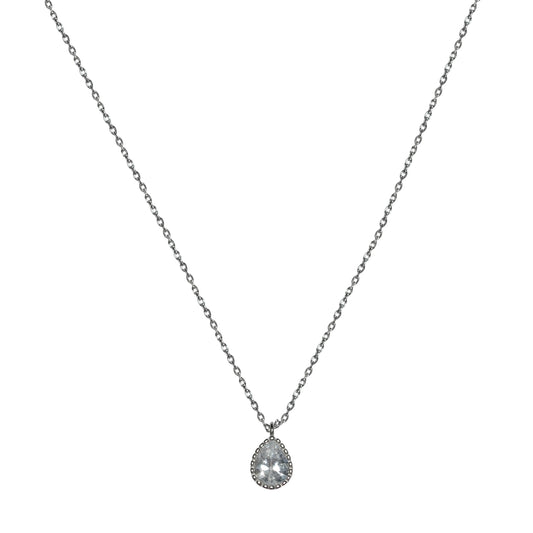 Gleam Teardrop 925 Silver Solitaire Necklace