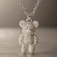 Sterling Silver Pavé Crystal Teddy Bear Pendant Necklace